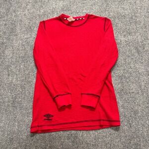 VTG Umbro Thermal T-shirt Men's S Y2K Red Long-sleeve Black